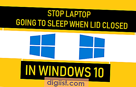 Sluta den bärbara datorn för att sova när locket stängs i Windows 10